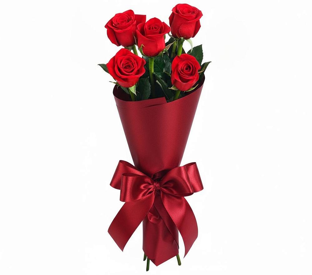 Букет 5 Красных роз Эдлесс Лав в Фуньково