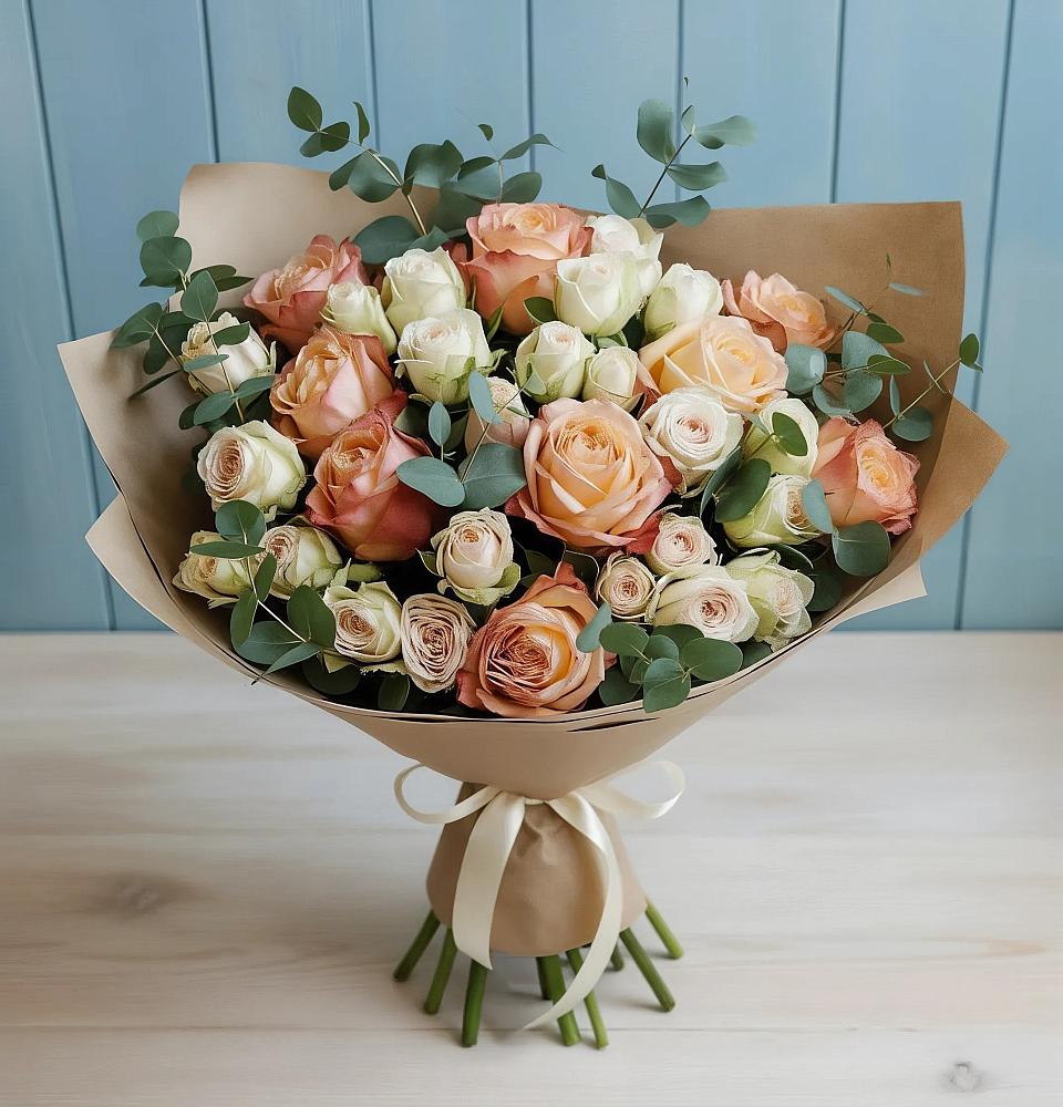 Букет цветов из: Альстромерии и Розы в Фуньково