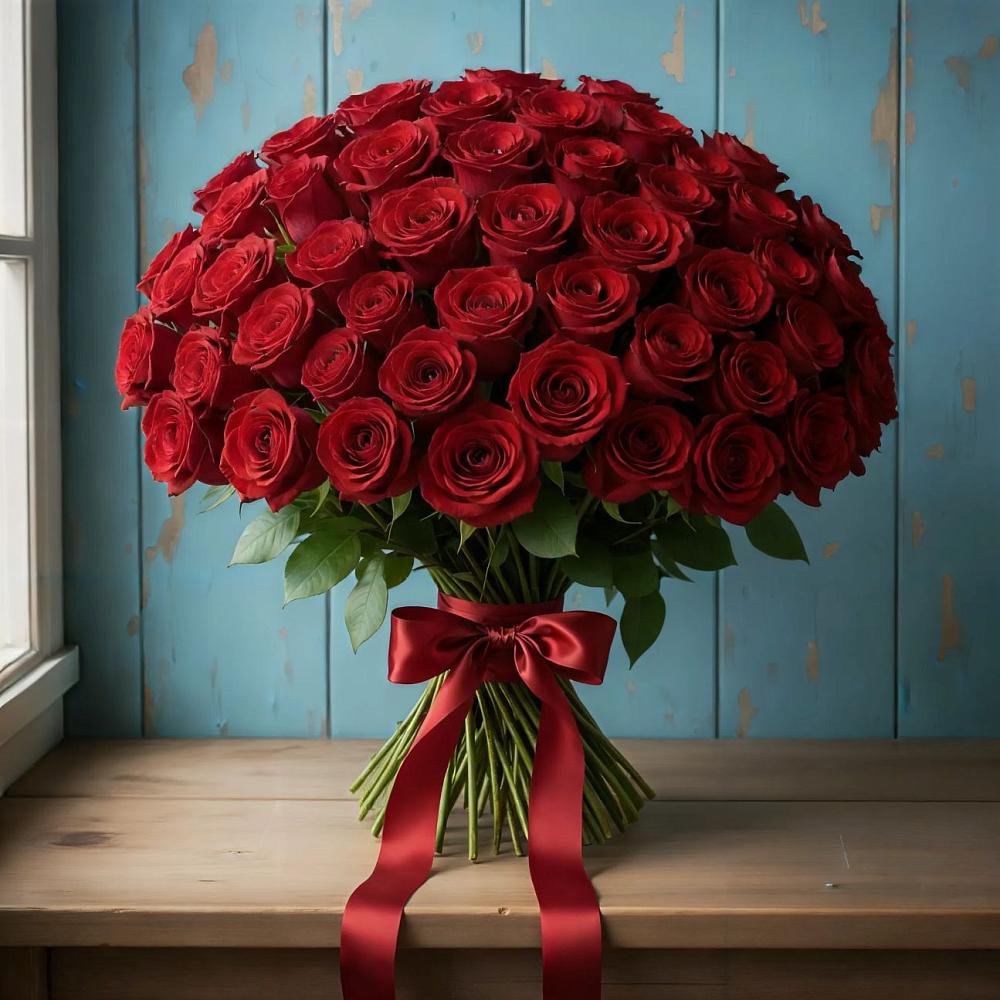 Букет Красные розы Блэк Меджик в Фуньково