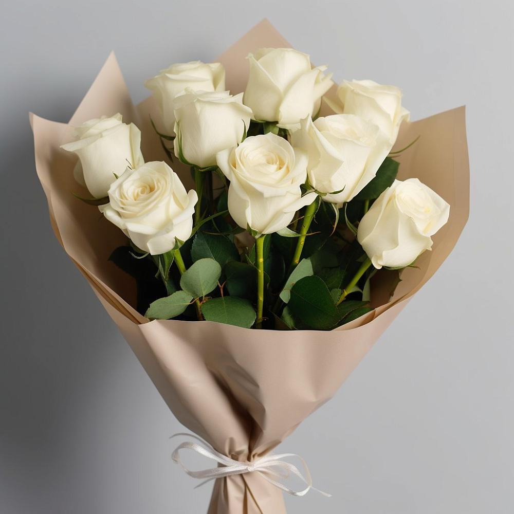 Букет 9 Белых роз Эдлесс Лав в Фуньково