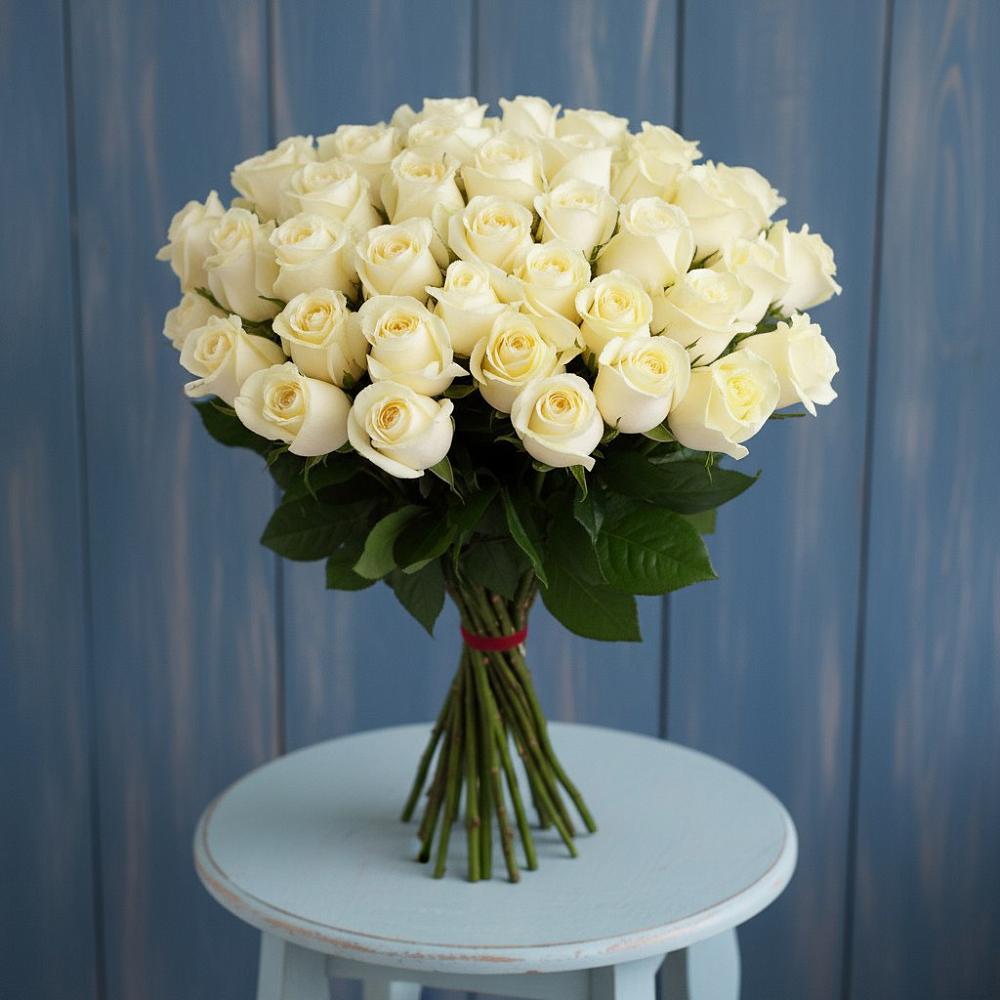 Букет 51 Белая роза Эдлесс Лав в Фуньково