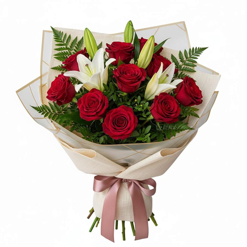 Букет цветов из: Лилии и Розы в Фуньково