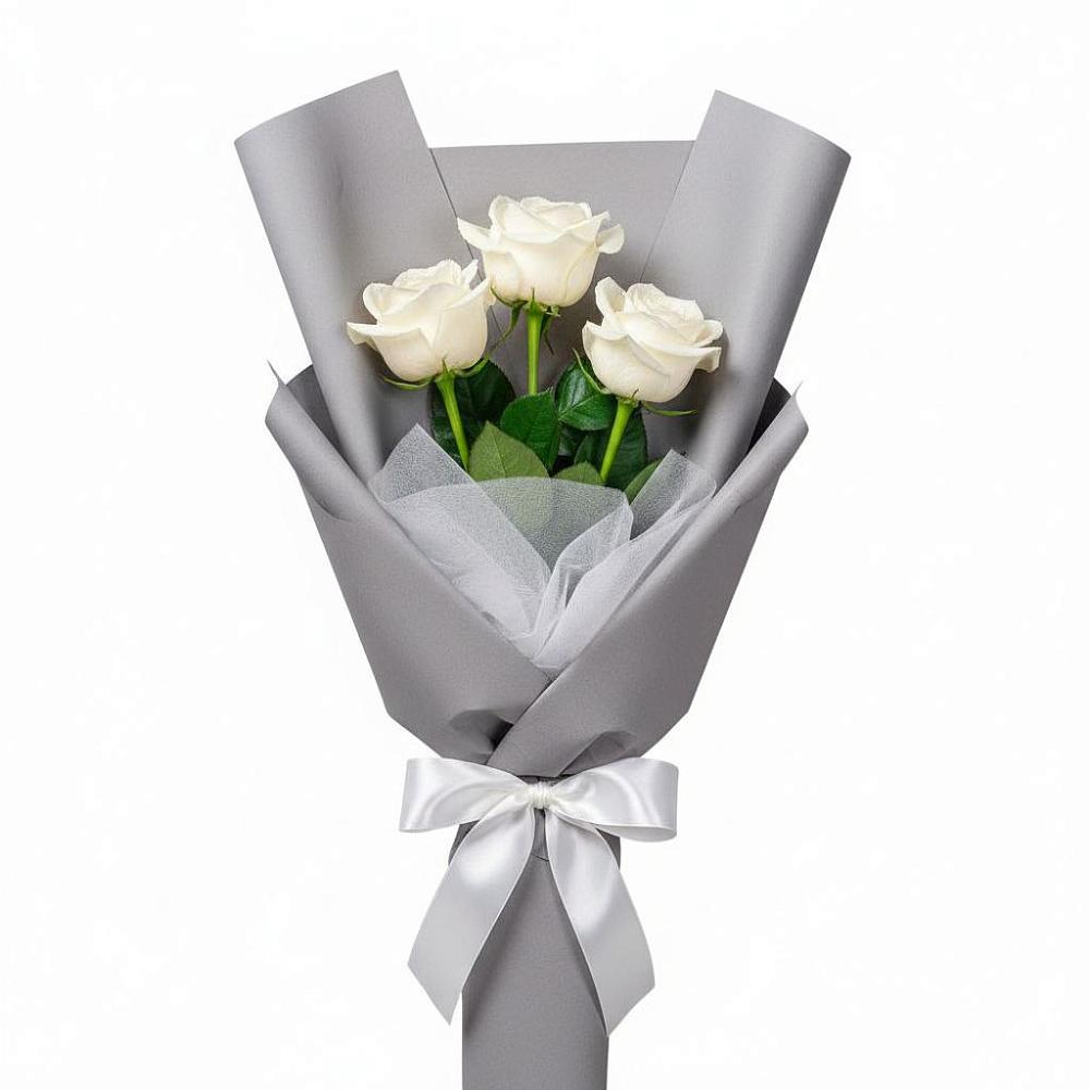 Букет 3 белые розы в Фуньково