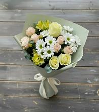 Букет цветов из:  Альстромерии, Розы и Хризантемы в Фуньково