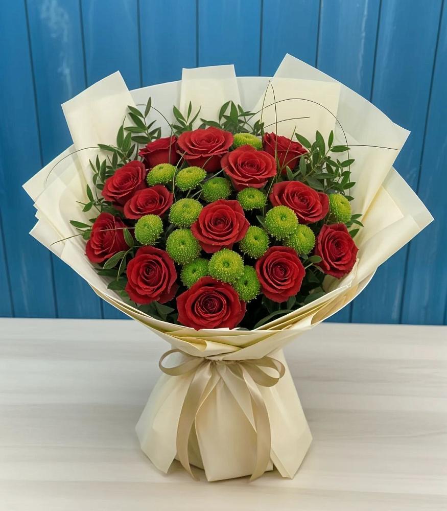 Букет цветов из: Розы и Хризантемы в Фуньково